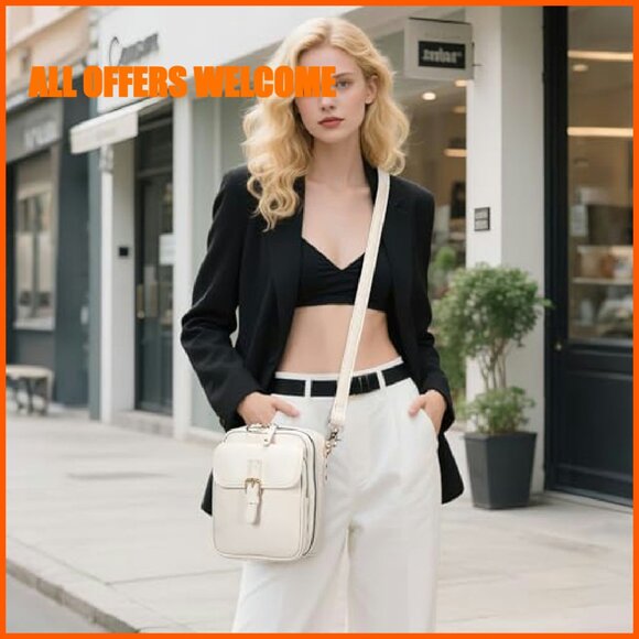 Vegan Leather Crossbody Bag with Card Slots, Adjustable Strap, Multi-Pocket - Picture 3 of 8